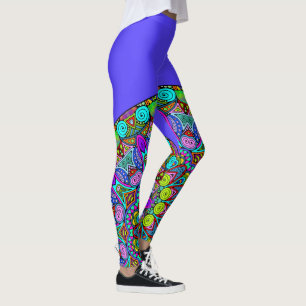Leggings Pintado manual Mandala Clock Face 4