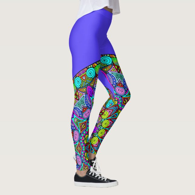 Leggings Pintado manual Mandala Clock Face 4 (Derecha)