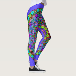 Leggings Pintado manual Mandala Clock Face 4