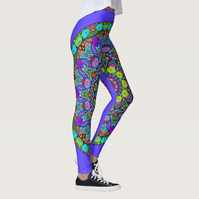 Leggings Pintado manual Mandala Clock Face 4 (Derecha)