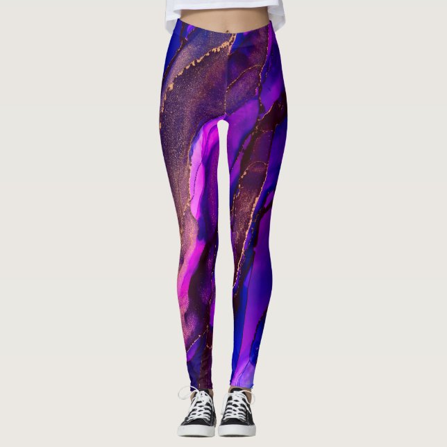 Leggings Pintado Purple Wild Alcohol Ink (Anverso)