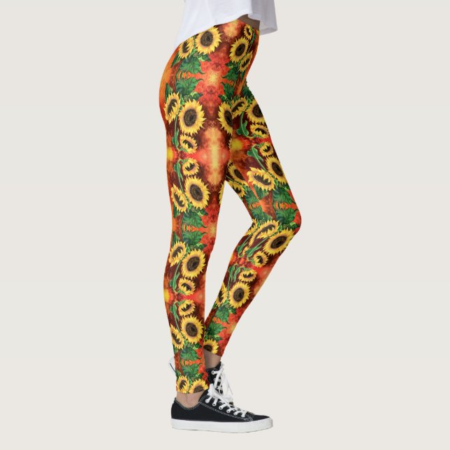 Leggings Pintando las piernas de los girasoles (Derecha)