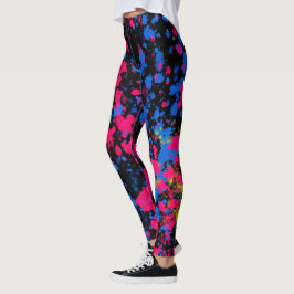 Leggings Pintar amarillo rosa azul salpicando las piernas n