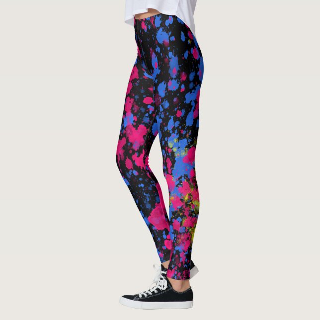 Leggings Pintar amarillo rosa azul salpicando las piernas n (Izquierda)