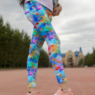 Leggings Pintar salpicaduras Arcoiris con fondo de color br