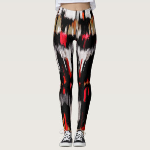 Leggings Pintura abstracta de blancos blancos blancos rojos