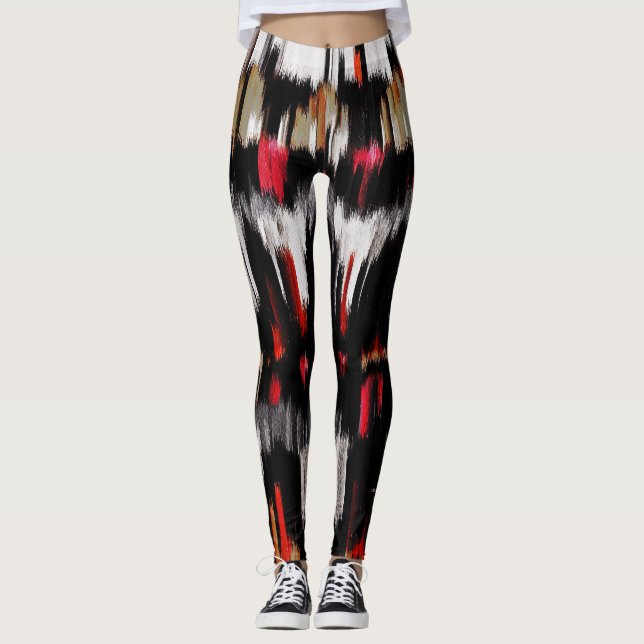 Leggings Pintura abstracta de blancos blancos blancos rojos (Anverso)