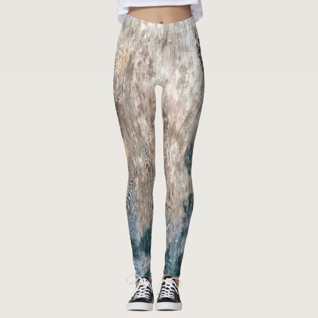 Leggings Pintura abstracta de color gris azul (Anverso)