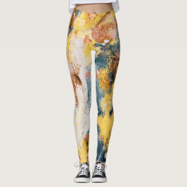 Leggings Pintura abstracta moderna de oro Verde azulado ama