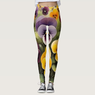 Leggings Pintura acuarela de tonos amarillos y morados