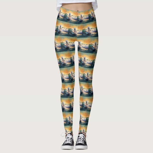 Leggings Pintura americana de surf en Eskimo Beach (Anverso)