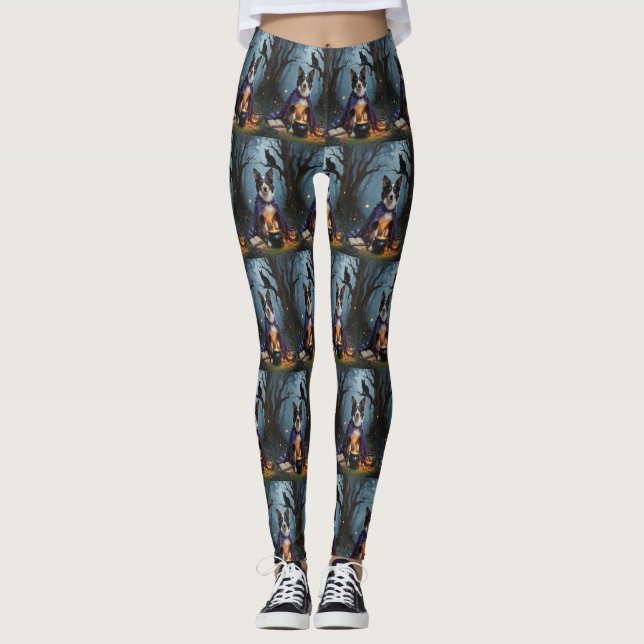 Leggings Pintura australiana de Halloween con adornos de pe (Anverso)