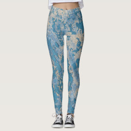Leggings Pintura azul antigua, salpicada