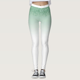 Leggings Pintura Brillante Goteo Verde Menta Glam Estética