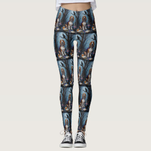 Leggings Pintura caprichosa de Halloween con perro Basset H