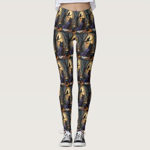 Leggings Pintura caprichosa de Halloween de gato negro