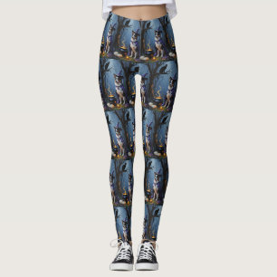 Leggings Pintura caprichosa de Halloween de pastor australi