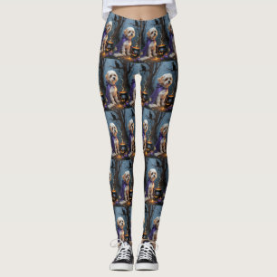 Leggings Pintura caprichosa de Halloween de perro Bichon Fr