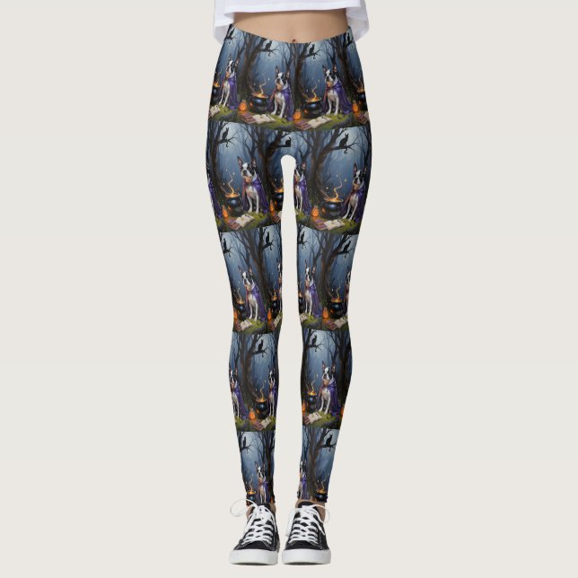 Leggings Pintura caprichosa de Halloween de perro Terrier d (Anverso)