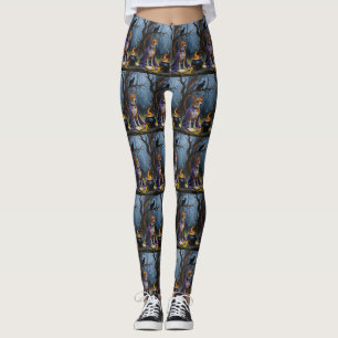Leggings Pintura caprichosa de Halloween del perro Basenji