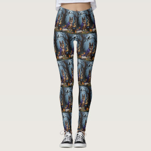 Leggings Pintura caprichosa de Halloween del perro pastor b