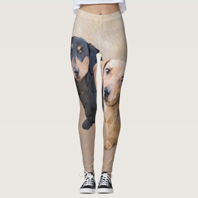 Leggings Pintura Dachshund (suave) - Arte Perro Original (Anverso)