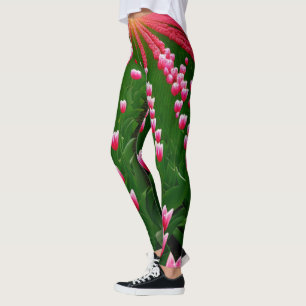 Leggings Pintura de aceite de marejada rosada de tulipanes,
