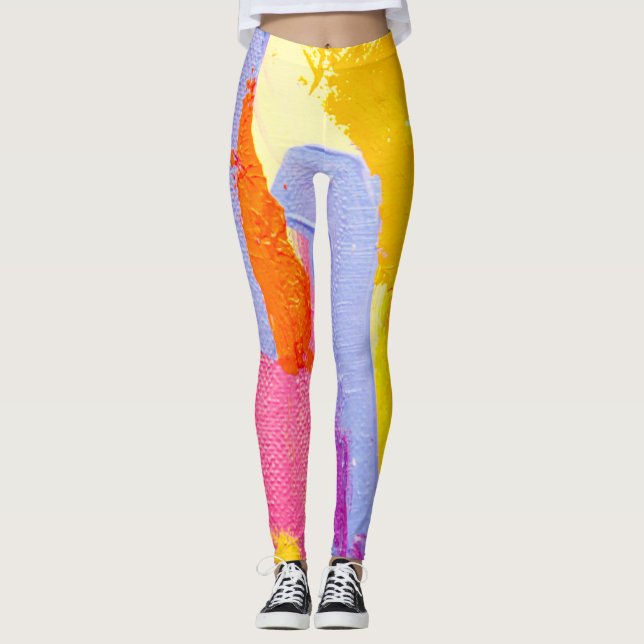 Leggings Pintura de aceite original: Resumen colorido (Anverso)