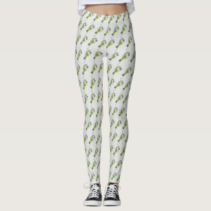 Leggings Pintura de acuarela de loro verde