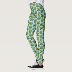 Leggings Pintura de amarre índigo - Arte original de aves
