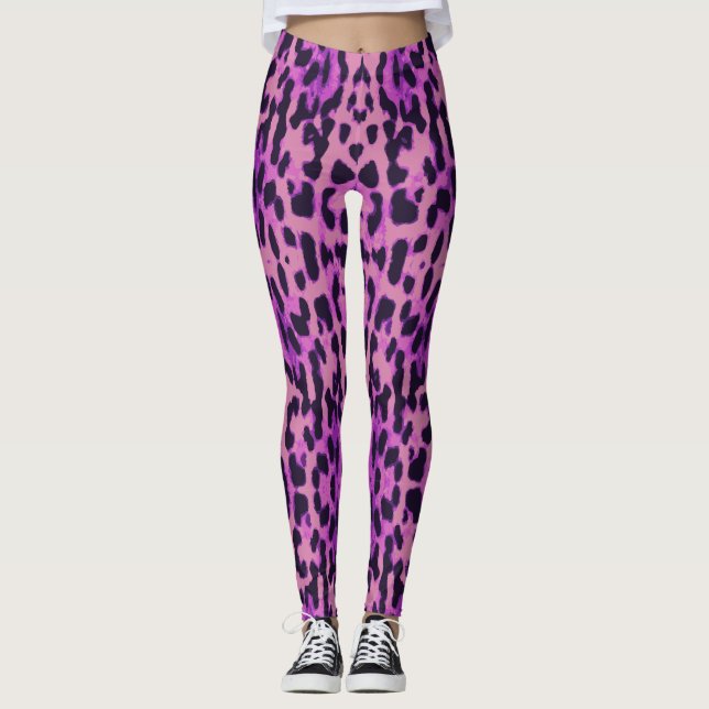 Leggings Pintura de animal leopardo del patrón del tigre mo (Anverso)