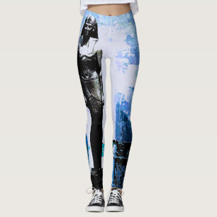Leggings Pintura de arte azul egipcio