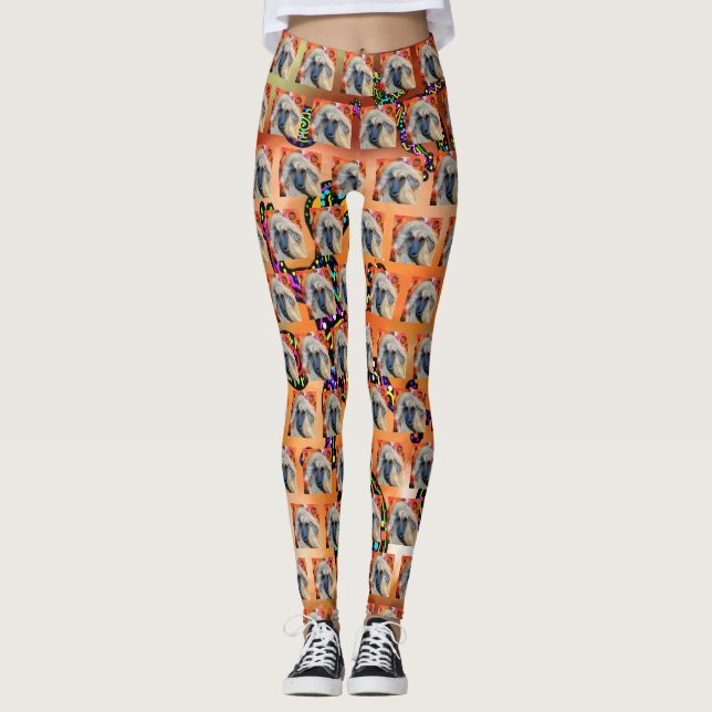 Leggings Pintura de arte de Hound Kokopelli afgano (Anverso)