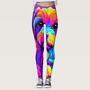 Leggings Pintura de cachorro arco iris