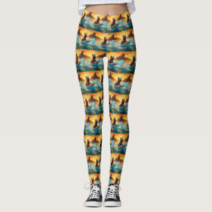 Leggings Pintura de Cairn Terrier Beach Surfing