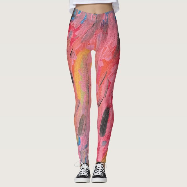 Leggings Pintura de cascada de arcoiris (Anverso)