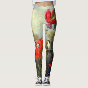 Leggings Pintura de colibrí y pasionarias