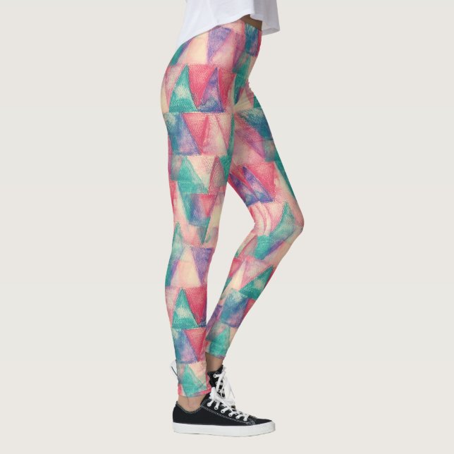 Leggings Pintura de color de agua - Triángulos hipster (Derecha)