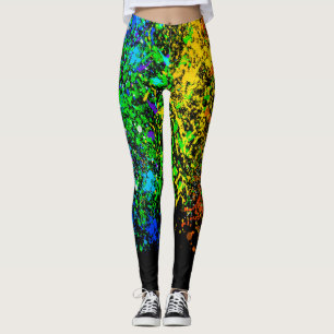 Leggings Pintura de Colores de Arcoíris con Salpicaduras y