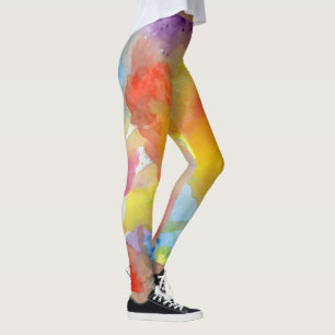 Leggings Pintura de colores vivos brillantes de color acuát