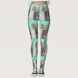 Leggings Pintura de elefante bebé
