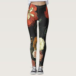 Leggings Pintura de época con vida con flores