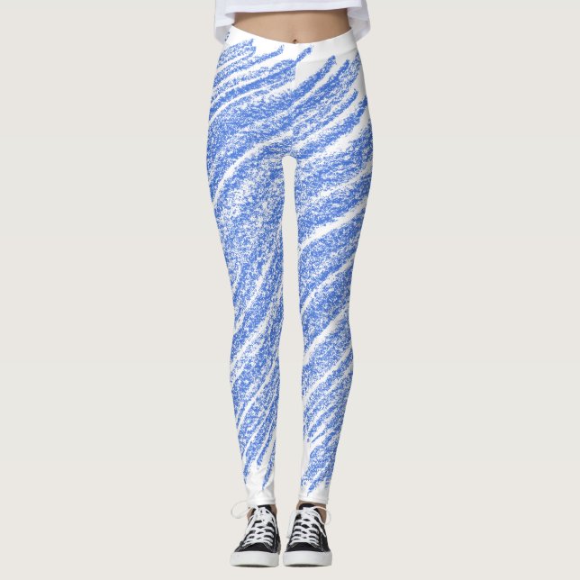Leggings Pintura de estilo de Crayón Azul (Anverso)