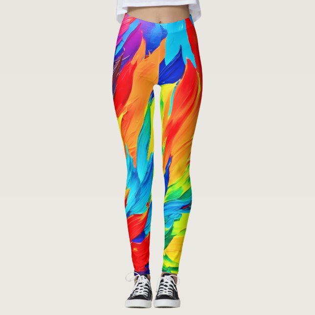 Leggings Pintura de Expresionismo Abstracto Vibrante  (Anverso)
