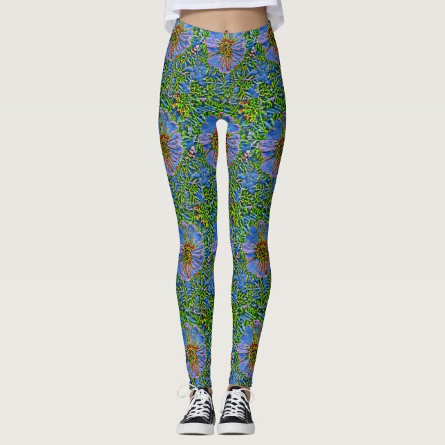 Leggings Pintura de flores moradas (Anverso)