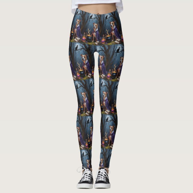 Leggings Pintura de Halloween de Bull Terrier Dog (Anverso)
