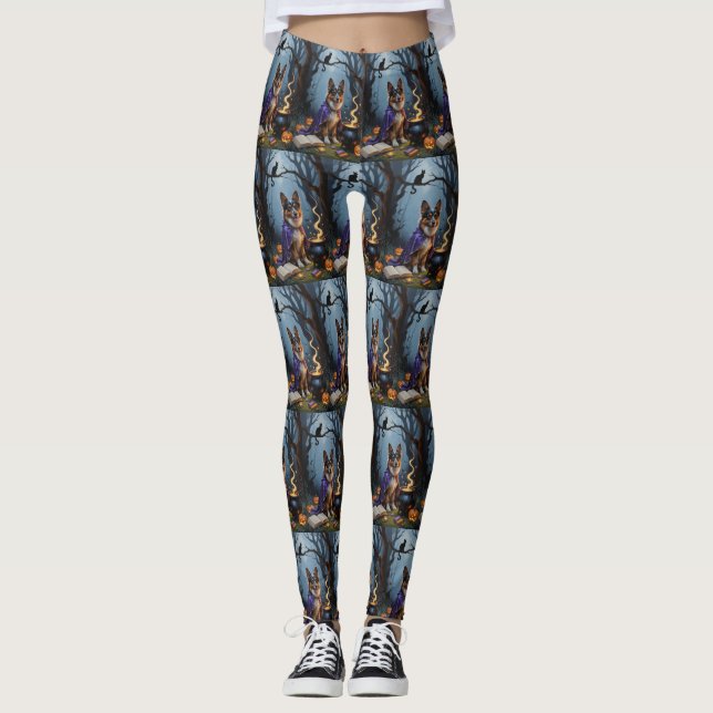 Leggings Pintura de Halloween de Pastor Belga (Anverso)
