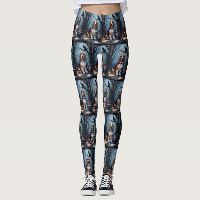 Leggings Pintura de Halloween singulares del perro del perr (Anverso)