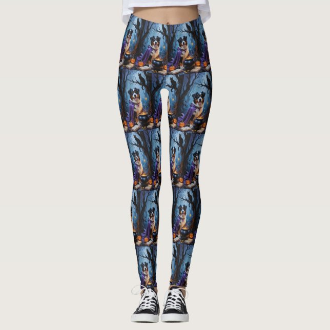 Leggings Pintura de Halloween sinusal de perro de montaña d (Anverso)