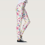 Leggings Pintura de hembra silvestre acuarela<br><div class="desc">Una pintura acuarela moderna y bonito de flores y hojas con colores ricos de otoño esparcidos en un fondo blanco.</div>